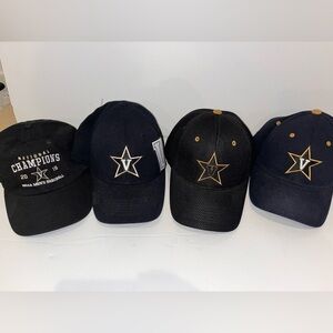 Lot 4 Vanderbilt Commodores University Hats Caps Black One Fit SEC